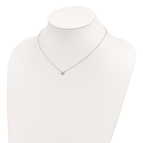 925 Sterling Silver Polished CZ Butterfly 16" Necklace with 2" extension - Picture 4 of 4